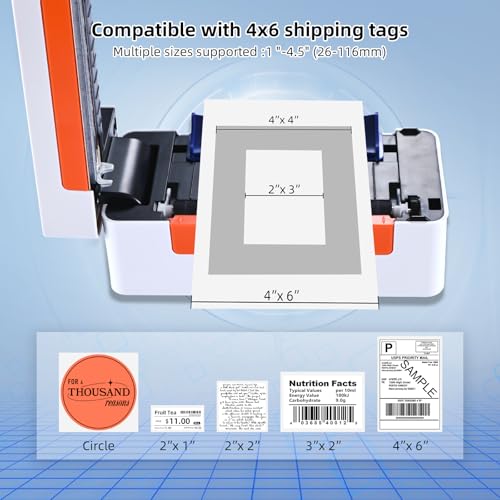 Image of vretti Bluetooth Shipping Label Printer - 4x6 Thermal Label Printer for Shipping Packages Small Business Office or Home,Widely Used for Amazon, Shopify, Etsy, USPS