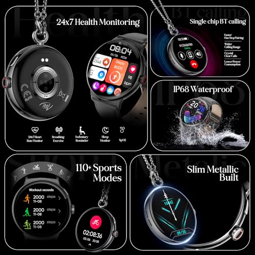 Image of itel Unicorn Smartwatch with Single chip BT Calling, 1.43 inch AMOLED Display, 500 Nits Brightness, Rotating Crown, IP68 Waterproof, 200+ Watch Faces, 100% Charging Approx 70 mins (Dark Chrome)