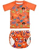 ALVABABY Baby Swimsuit,Infant Toddler Bathing Short Sleeve Swimwear,Baby Reusable Swim Diaper with Matching Top for Boy Girl SWCJ15