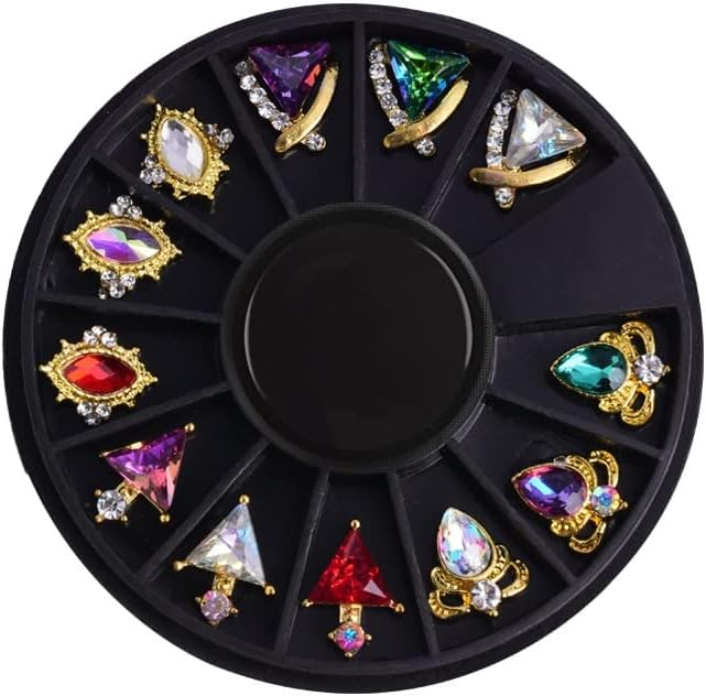 Factory Outlet Nail Art Alloy Jewelry Turntable Nail Shaped Metal Color Diamond Phototherapy Nail Art Decoration 12 Styles - Rhinestones & Decorations - - (Color: White)
