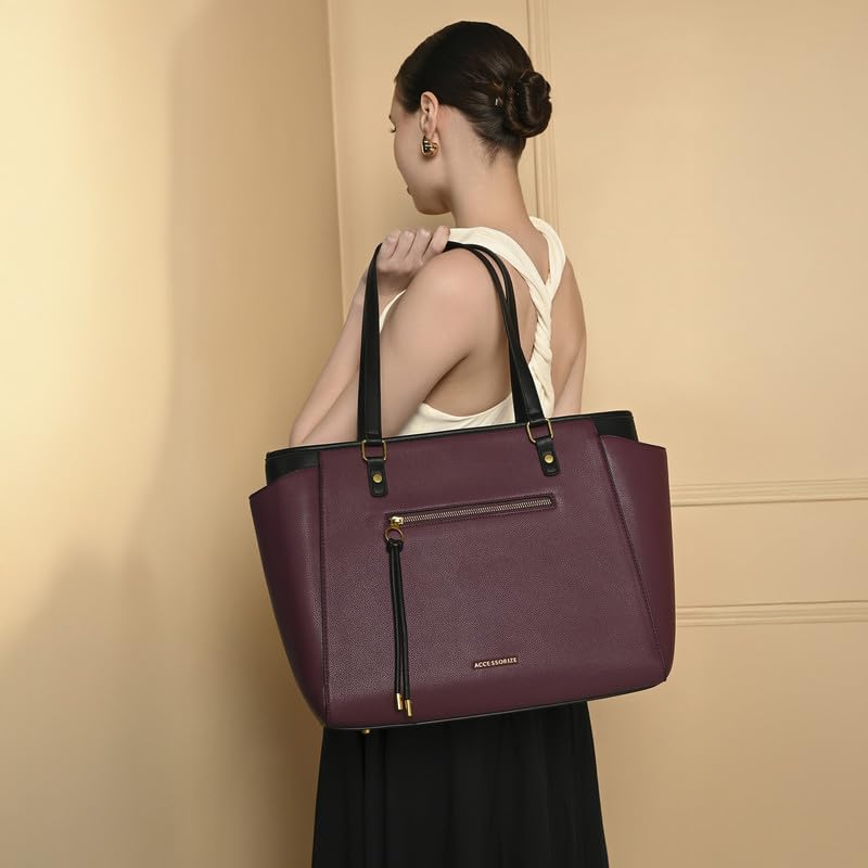 Image of Accessorize London Women's Serene Work Tote Bag | Elegant Office Bag | Stylish Shoulder Purse | Gift for Women