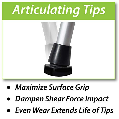 The Life Crutch - Universal Crutch| Ergonomic Handles | Articulating Tips | Supports up to 300 lbs | for Adults and Children with Heights 4'6" - 6'7" (Crutch Pads, Ergonomic Handles & Extra Tips)