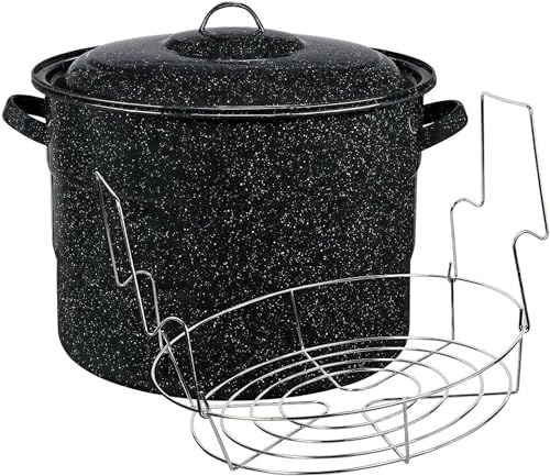 CLMSTE Water Bath Canner with Can Rack 21.5 Quart Black WYT-57