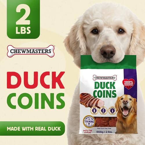 Chewmasters Duck Coins - Protein Packed Duck Dog Treats, Low Fat Training Rewards with Real Duck, No Corn Soy Wheat, Simple Recipe Dog Duck Treats for All Breeds - 32 oz image 1