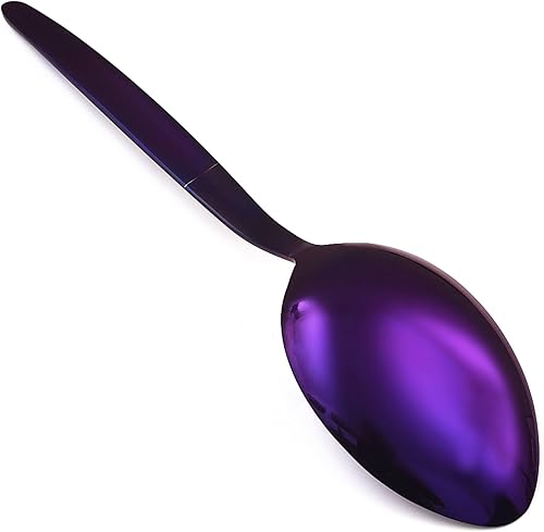 Miniatura 6 de Kunz - Cuchara morada | Cuchara brillante de titanio de acero inoxidable 18/10 | Cucharas de servir Quenelle de 9 pulgadas