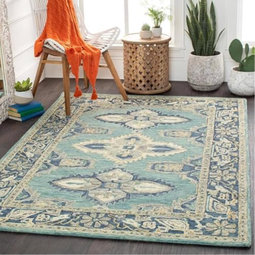 Image of Sifa Carpet Crafted with Care: Premium Hand-Tufted Wool Carpets Royanna Traditional Design Handmade Area Rugs, for Your Room Light Green Color Size 4x6 feet (120x180cm)