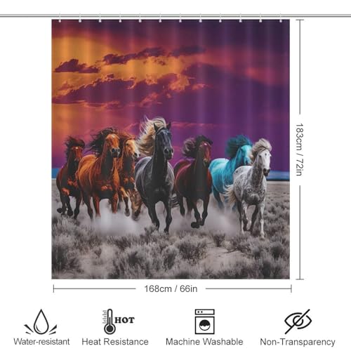 Rideau de douche cheval polyester imperméable baignoire angle 168x183