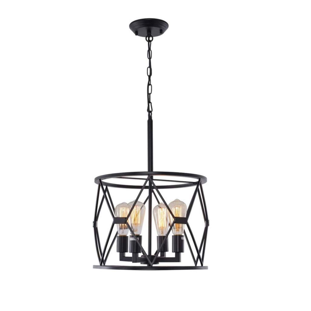 Lustre ferme luminaire île vintage en fer avec suspension réglable à 4 lampes pour grande pièce