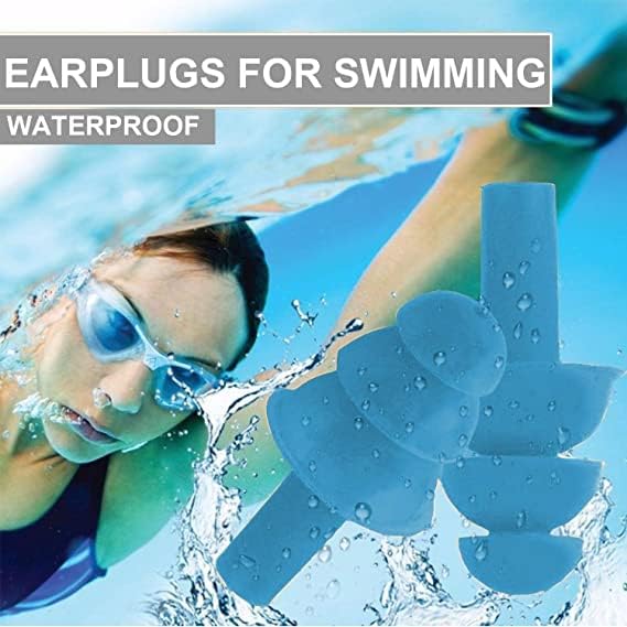 Image of Silicone Swimming Earplugs, Reusable Silicone Swimming Earplugs Soft and Flexible Ear Plugs for Swimming, Waterproof, Ear Plugs 10 Pairs Random Color