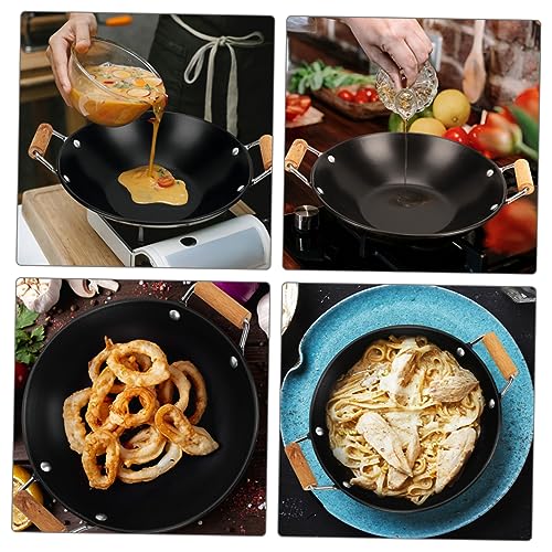 Garneck 2pcs Metal Wok con Asas Dobles para Cocina miniatura 5