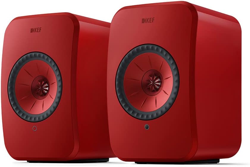KEFLSX II - Wireless Bookshelf Speakers, Red | Active Speakers | TV | PC | Gaming | HDMI