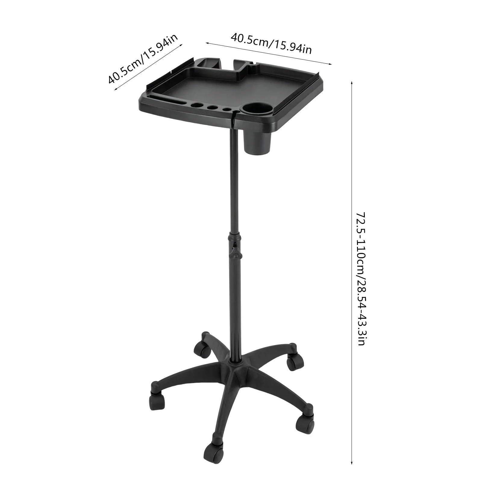 Carrello per Estetista Carrello for Vassoio for Salone con rotelle Carrello for Vassoio for Strumenti for Estensione dei Capelli Carrello for Estensione Mobile for Capelli(Black)