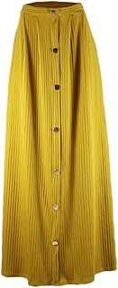 Hioinieiy Women’s High Waisted Pleated A-Line Button Up Front Vintage Swing Flare Floor Length Long Maxi Skirt