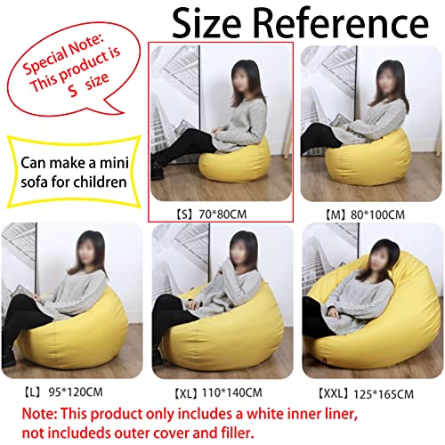 بطانة داخلية لكرسي بين باج من ههونجدو، غطاء كرسي بين باج مع سحاب، وسادة بديلة للمنتجات المنزلية لغرفة المعيشة وغرفة النوم وغرفة اللعب (بطانة داخلية، S: 70 × 80 سم)