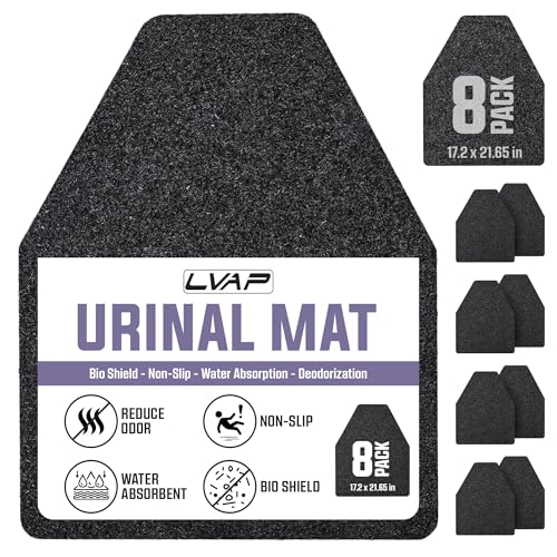 Urinal Mats (8 Pack) - for Men Bathroom Commercial, Disposable | 8-Pack Black Odor-Control Urinal Pads for Professional Restroom Hygiene by LVAP - Used condition - US$16.90