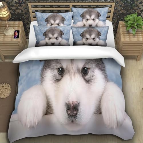 Housse de couette chiot 3D 140x200 cm avec sa taie d'oreiller - 5