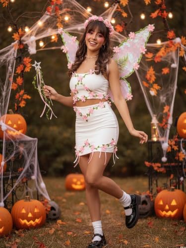 Image of BORIFLORS Women's Sexy 2 Piece Bodycon Mini Party Dresses Halloween Costume Strap Crop Top Short Skirt Set