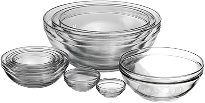Anchor Hocking 10 Piece Mixing Bowl Set, Nesting Serving Bowls & Mixing Bowls (1 oz, 2 oz, 4 oz, 6 oz, 10 oz, 16 oz, 1 Qt, 1.5 Qt, 2.5 Qt, 3.5 Qt)