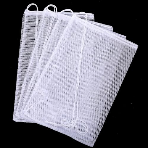 WJIAAA Mesh Chum Bag 4 Pcs Bait Chum Bucket for Enhanced Fishing Attraction 1218 inch Nylon Drawstring Laundry Bags White Net Storage Bags for Saltwater Fishing Kitchen Gifts Travel College