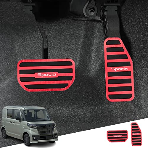 Hearsheng スズキ 新型スペーシア MK04系(2023年11月~) 新型スペーシアベース 33系(2022年8月~) スペーシア MK03系(2017年12月~) スペーシアギア専用アルミ合金フット ペダルカバー,内装 カスタム ドレスアップ 防
