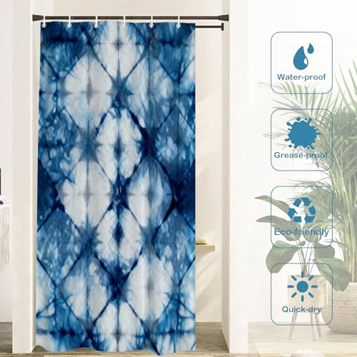 Rideau de douche bleu abstrait 72x36 pouces en polyester imperméable