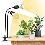 SANSI 300W LED Grow Lights for Indoor Plants with Lifetime Free E27 Grow Bulb Replacement, 2-Head Full Spectrum Plant Grow Lamp with Optical Lens for Seedlings Plant Growing - Black