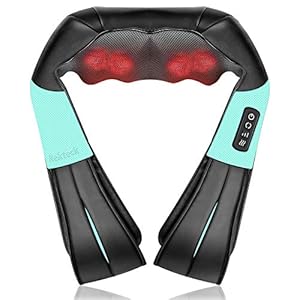 Nekteck Shiatsu Nacken- und Rückenmassagegerät mit beruhigender Hitze, 3D-Knetmassagekissen für tiefes Gewebe zur Linderung von Schulter-, Beinmuskelschmerzen, Heim-, Büro- und Autonutzung (blau)