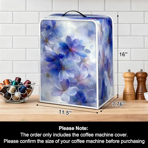 Image of Universal Coffee Maker Cover, Durable Polyester Lightweight Long-Lasting Dustproof Cotton Blend Appliance Protector for Kitchen Countertops (Blue)
