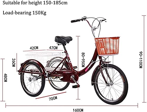 Triciclo 3 Ruedas para Adultos 20 Pulgadas con Cesta miniatura 2