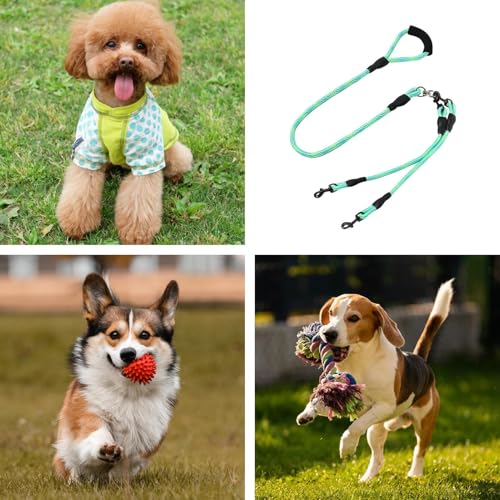 Senermter Doppelter Hundegurt | Doppelleine für Zwei Hunde,Tier Sicherheitsausrüstung Ergonomischer Griff 360 Grad Drehfunktion für Kleine Mittelgroße Große Hunderassen Wanderungen Camping