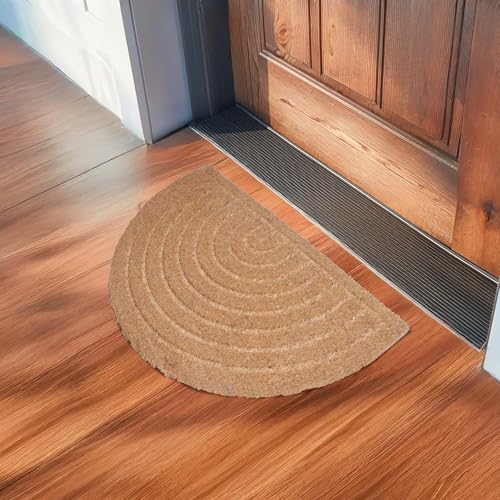 Image of Encasa XO Half Round Coir Door Mat for Home Entrance, Anti Slip PVC Back Half Round Natural