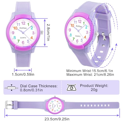 Image of Edillas Kids Teens Watch Analog Girls Boys, Waterproof Stylish Watch for Children,Students with Soft Silicone Strap for Kids Teens 4-16 Years Old