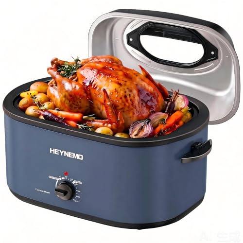 HEYNEMO 24Qt Turkey Roaster Oven Buffet with Self-Basting Lid