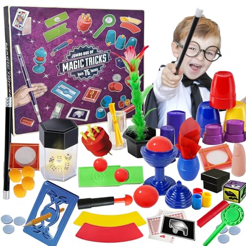Giochi di Magia,Oltre 70 Trucchi Magia per Bambini,Kit Magia con Bacchetta Magia e Istruzioni per Bambini,Regalo di Natale per Bambini di età Compresa tra 6, 7, 8, 9, 10 e 11 Ann