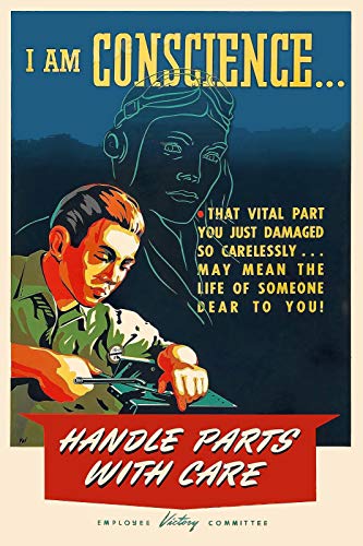 MAGNET I Am Conscience Handle Parts with Care 1940s Vintage Style WWII Magnet Vinyl Magnetic Sheet for Lockers, Cars, Signs, refrigerator 5