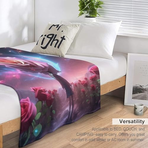 Couverture douce et chaude en flanelle starry sky rose plaid 3D
