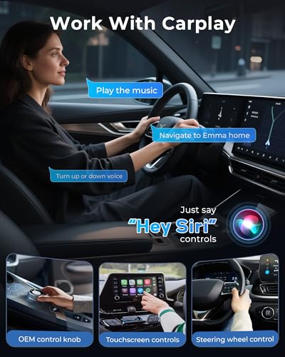 Image of Jemluse Wireless CarPlay Adapter for Apple - Mini Size, Fast Stable Connection Convert Wired to Wireless Car Play Dongle for iPhone iOS 10+, Plug & Play for Cars from 2016+ w /USB-C (Grey)