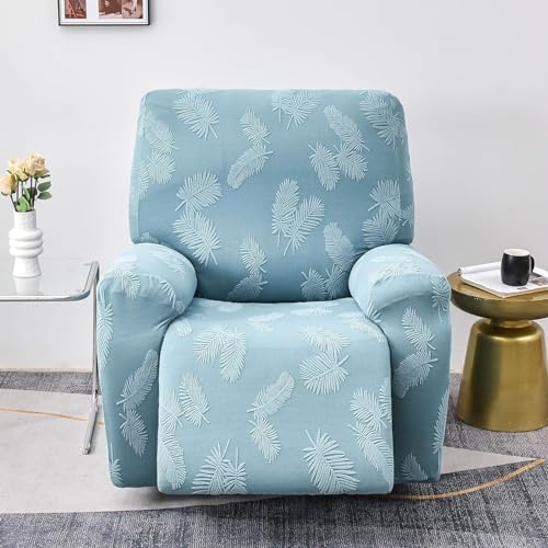 Funda para sillón reclinable elástica de jacquard verde con bolsillos 3