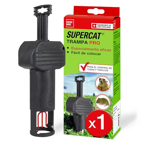 SWISSINNO Trampa Topillos Pro SuperCat – Trampa de Túnel de Resorte para Topillos & Ratón Campestre, Disparo Sensible, Montaje Fácil, Capturador de Roedores Reutilizable para Jardín – 1 Trampa