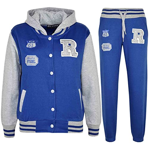 A2Z 4 Kids Unisex Girls Boys Baseball Tracksuit Hoodie with Joggers - T.S Baseball Fox Royal & Grey 13