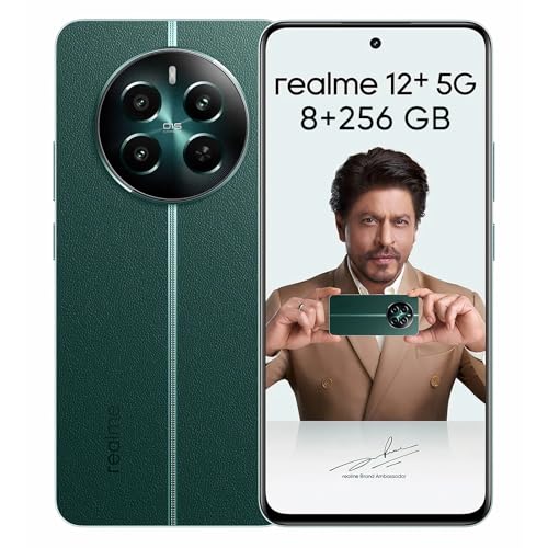 realme 12+ 5G Smartphone 8+256 GB con NFC, Doble Tarjeta SIM, Chipset Dimensity 7050 5G, Pantalla AMOLED hasta 120 Hz, Smart Touch Resistente a la Lluvia, SUPERVOOC hasta 67W, Verde (sin Adaptador)