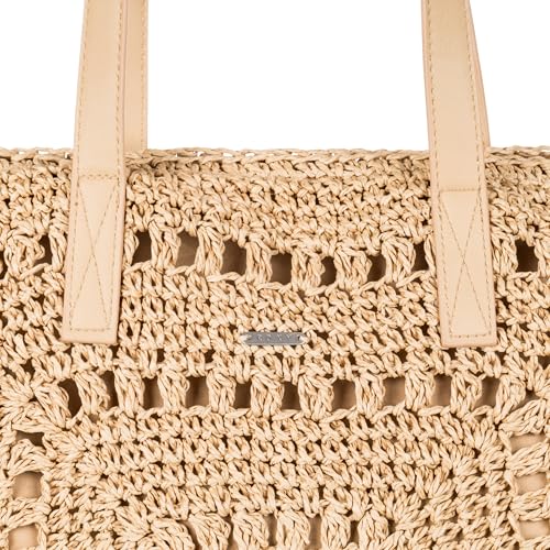 Image of Roxy Women's Beach Tote Bag | Travel | Vacation | Straw | Lightweight | Breathable, Coco Cool - Natural