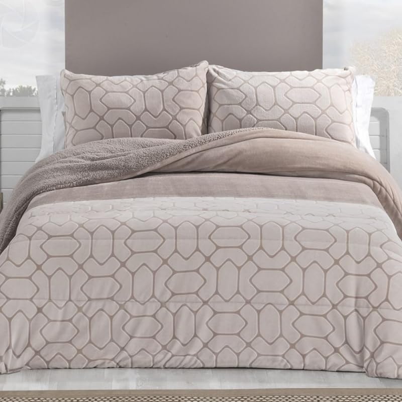 Manterol EDREDON Sherpa CONFORTER DOKO 057 Mosaico Lino (Cama 135/140 (235x260 cm.))