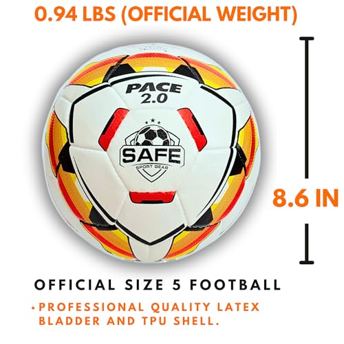 Safe Sport Gear Pace 2.0 FootBall - Professional Bladder, TPU Outer Shell, Aerodynamic Texturing, Professional Feel and Bounce, Size 5 Foot Ball, All-Weather Soccer Ball Size 5 - Image 4