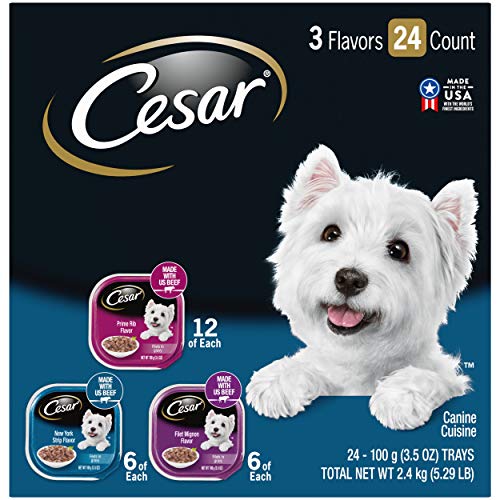 CESAR Soft Wet Dog Food Filets in Gravy Filet Mignon, New York Strip, and Prime Rib Flavors Variety Pack (24) 3.5 oz. Easy Peel Trays