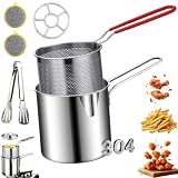 Multifunktionsfritteuse Aus Edelstahl 304, Fritteuse mit Korb, Fritteuse