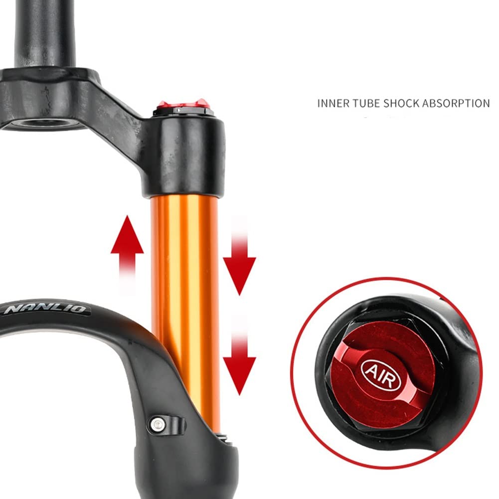 Forcella ammortizzata ad aria per MTB da 120 mm, 26, 27,5, 29", con controllo della linea, in lega di magnesio, ideale per mountain bike, QR 9 x 100 mm, freno a disco, tubo conico, in