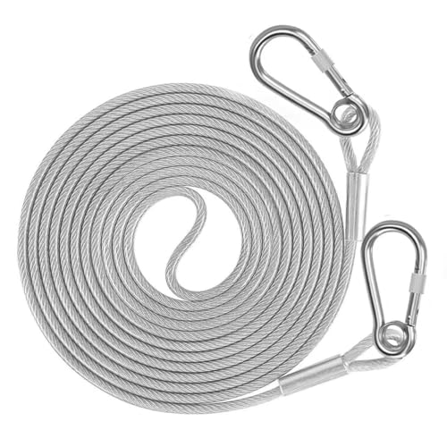 Image of VIVITO Heavy-Duty Stainless Steel Clothesline with Carabiner Hooks | Rust-Proof Thick Laundry Drying Rope | Extra-Strong Clothes Line for Balcony, Camping, Dorm & Home Use (10 Meter- Pack of 1)