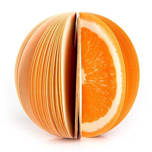 UUOUU Lot de 3 blocs mémo 3D en forme de fruits non adhésifs mignons à faire soi-même, décoration de table créative, orange Cover
