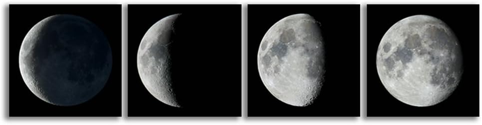 Modern Giclee Canvas Prints Stretched Artwork Abstract Full Moon Space Black and White Pictures on Canvas Wall Art Pictures for Home Office Decor Wall Decor
